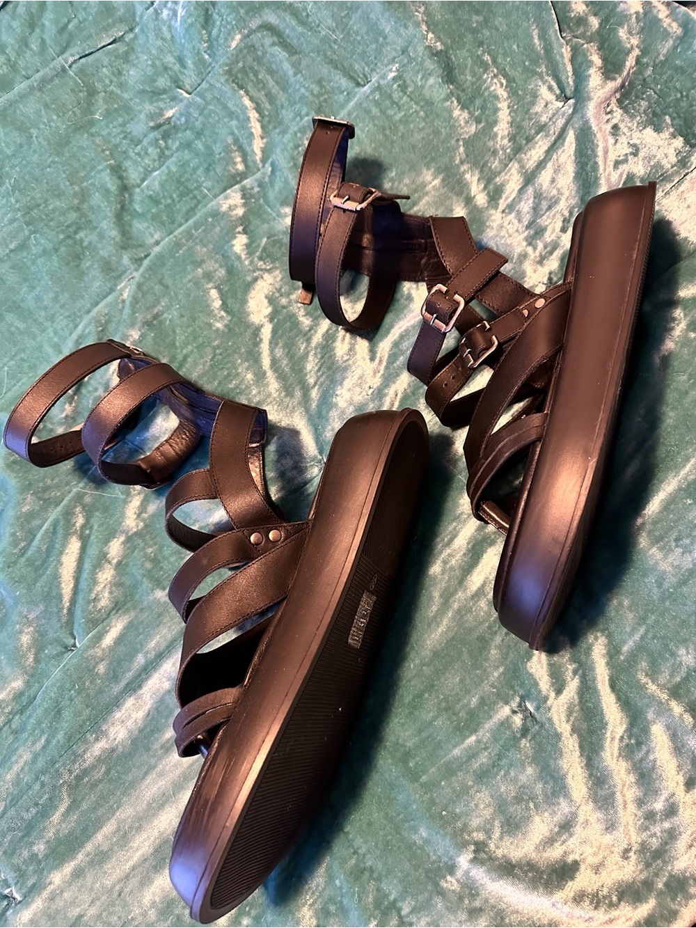 Free People Jojo Black Strappy Gladiator Sandals with Buckle Detail - Picture 3 of 7